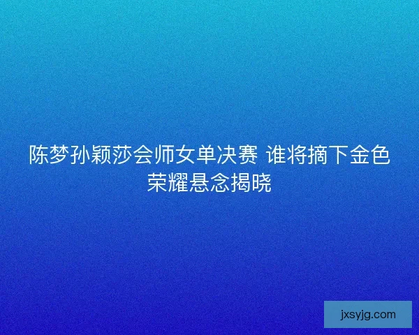 陈梦孙颖莎会师女单决赛 谁将摘下金色荣耀悬念揭晓